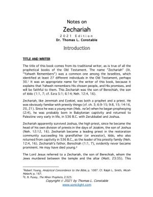 Notes on Zechariah 202 1 Edition Dr