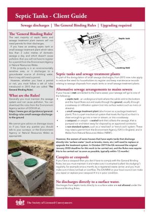 Septic Tanks -A Guide for Clients