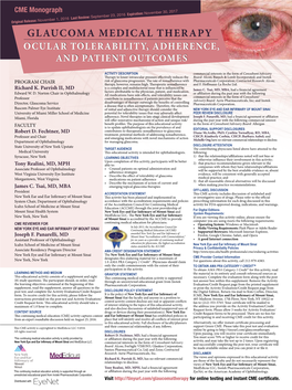 Glaucoma Medical Therapy Ocular Tolerability, Adherence, and Patient Outcomes