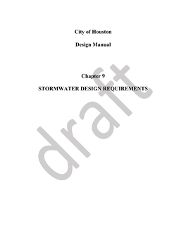 City of Houston Design Manual Chapter 9 STORMWATER DESIGN