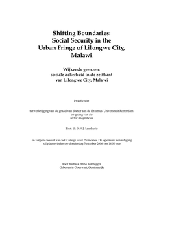 Social Security in the Urban Fringe of Lilongwe City, Malawi
