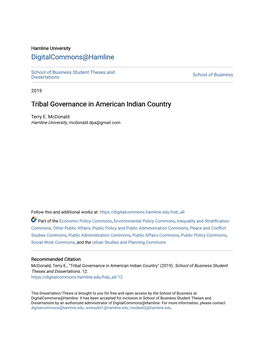 Tribal Governance in American Indian Country