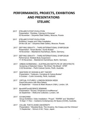 Performances, Projects, Exhibitions and Presentations Stelarc