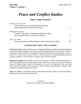 Peace and Conflict Studies