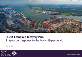 Solent Economic Recovery Plan Shaping Our Response to the Covid-19 Pandemic