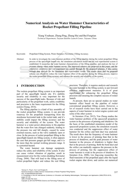 Numerical Analysis on Water Hammer Characteristics of Rocket Propellant Filling Pipeline