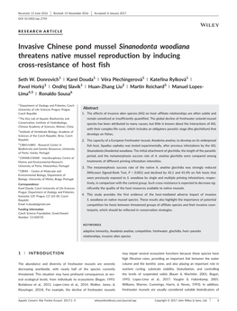 Invasive Chinese Pond Mussel Sinanodonta Woodiana Threatens Native Mussel Reproduction by Inducing Cross‐Resistance of Host Fish