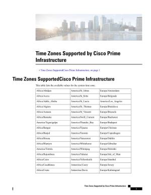 Time Zones Supported by Cisco Prime Infrastructure