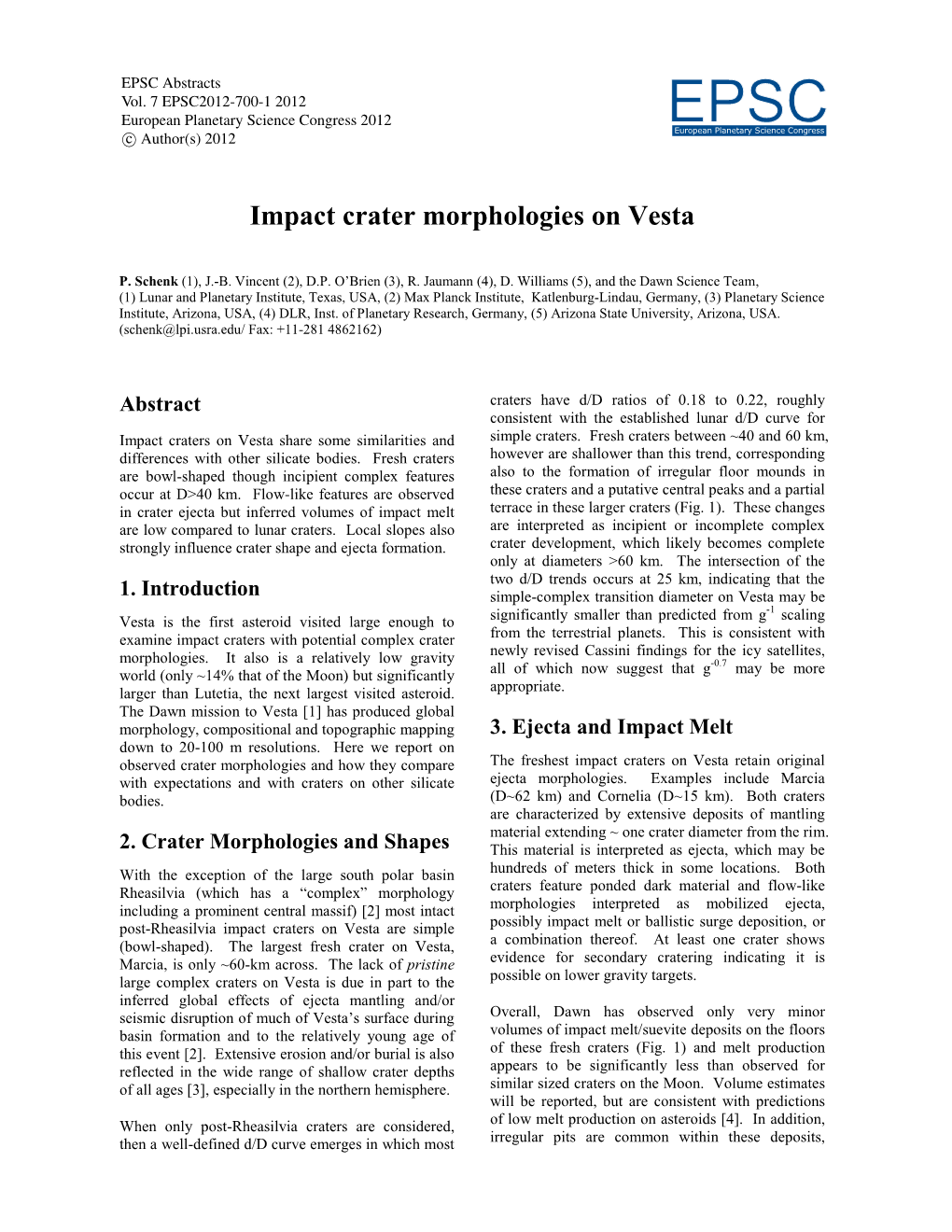 Impact Crater Morphologies on Vesta