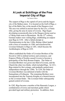 A Look at Schillings of the Free Imperial City of Riga by Charles Calkins