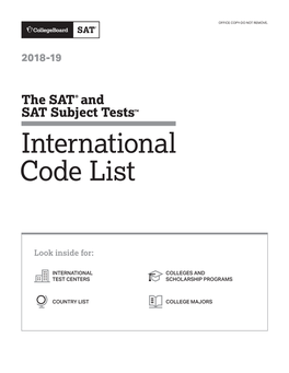 2018-19 SAT International Code List