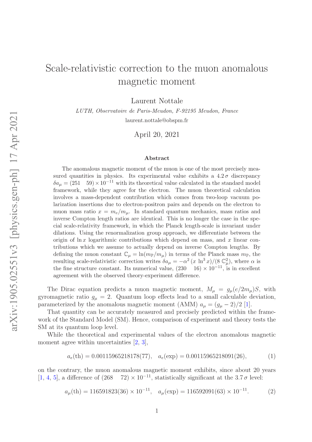 Scale-Relativistic Corrections to the Muon Anomalous Magnetic Moment