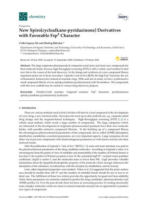 New Spiro[Cycloalkane-Pyridazinone] Derivatives with Favorable Fsp3 Character