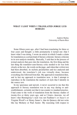 What I Lost When I Translated Jorge Luis Borges