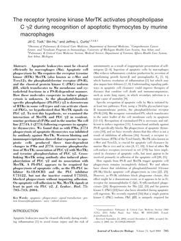 The Receptor Tyrosine Kinase Mertk Activates Phospholipase C &#X03b3