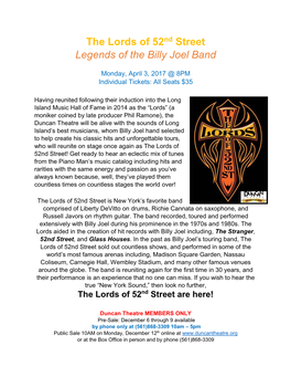 The Lords of 52Nd Street Legends of the Billy Joel Band
