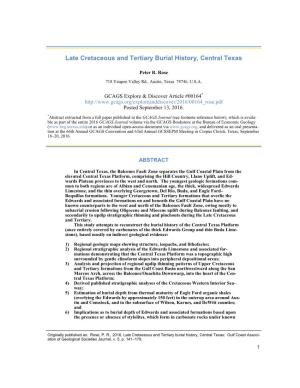 Late Cretaceous and Tertiary Burial History, Central Texas