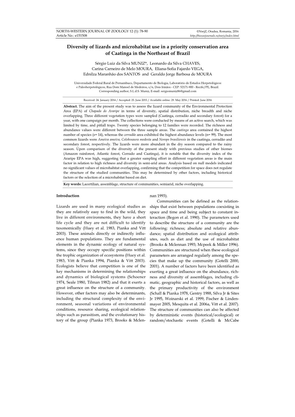 Diversity of Lizards and Microhabitat Use in a Priority Conservation Area of Caatinga in the Northeast of Brazil