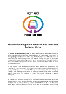 Multimodal Integration Across Public Transport by Maha Metro