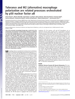 Tolerance and M2 (Alternative) Macrophage Polarization Are Related Processes Orchestrated by P50 Nuclear Factor ␬B