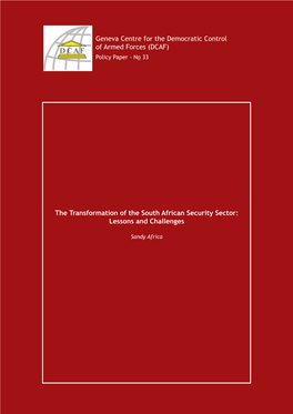The Transformation of the South African Security Sector: Lessons and Challenges