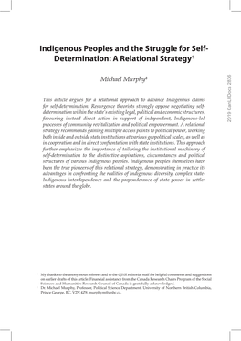 Indigenous Peoples and the Struggle for Self- Determination: a Relational Strategy†