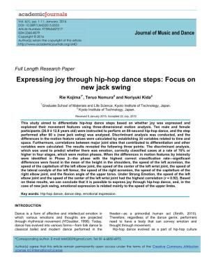 Expressing Joy Through Hip-Hop Dance Steps: Focus on New Jack Swing