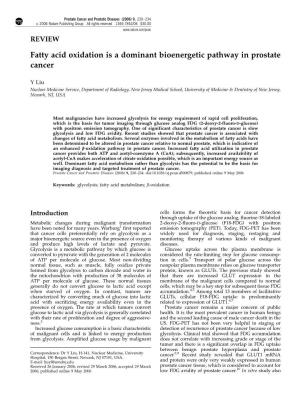 Fatty Acid Oxidation Is a Dominant Bioenergetic Pathway in Prostate Cancer