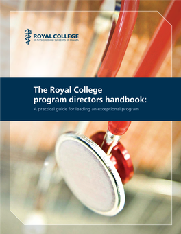The Royal College Program Directors Handbook: a Practical Guide for Leading an Exceptional Program Preface