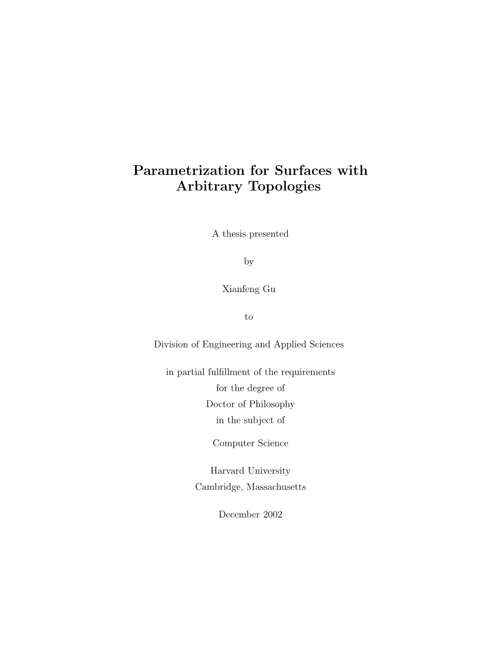 Parametrization for Surfaces with Arbitrary Topologies