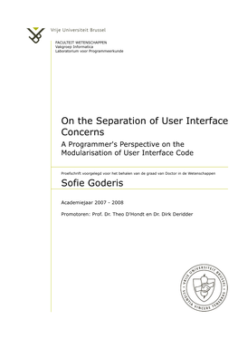 On the Separation of User Interface Concerns a Programmer's Perspective on the Modularisation of User Interface Code