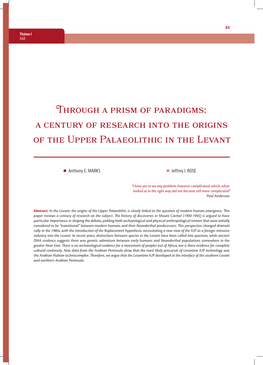 A Century of Research Into the Origins of the Upper Palaeolithic in the Levant