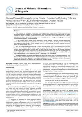 Human Placental Extracts Improve Ovarian Function by Reducing Follicular Atresia in Mice with CTX-Induced Premature Ovarian Fail