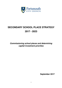 Secondary School Place Strategy 2017 - 2023