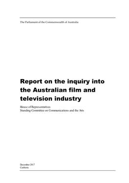 Report on the Inquiry Into the Australian Film and Television Industry