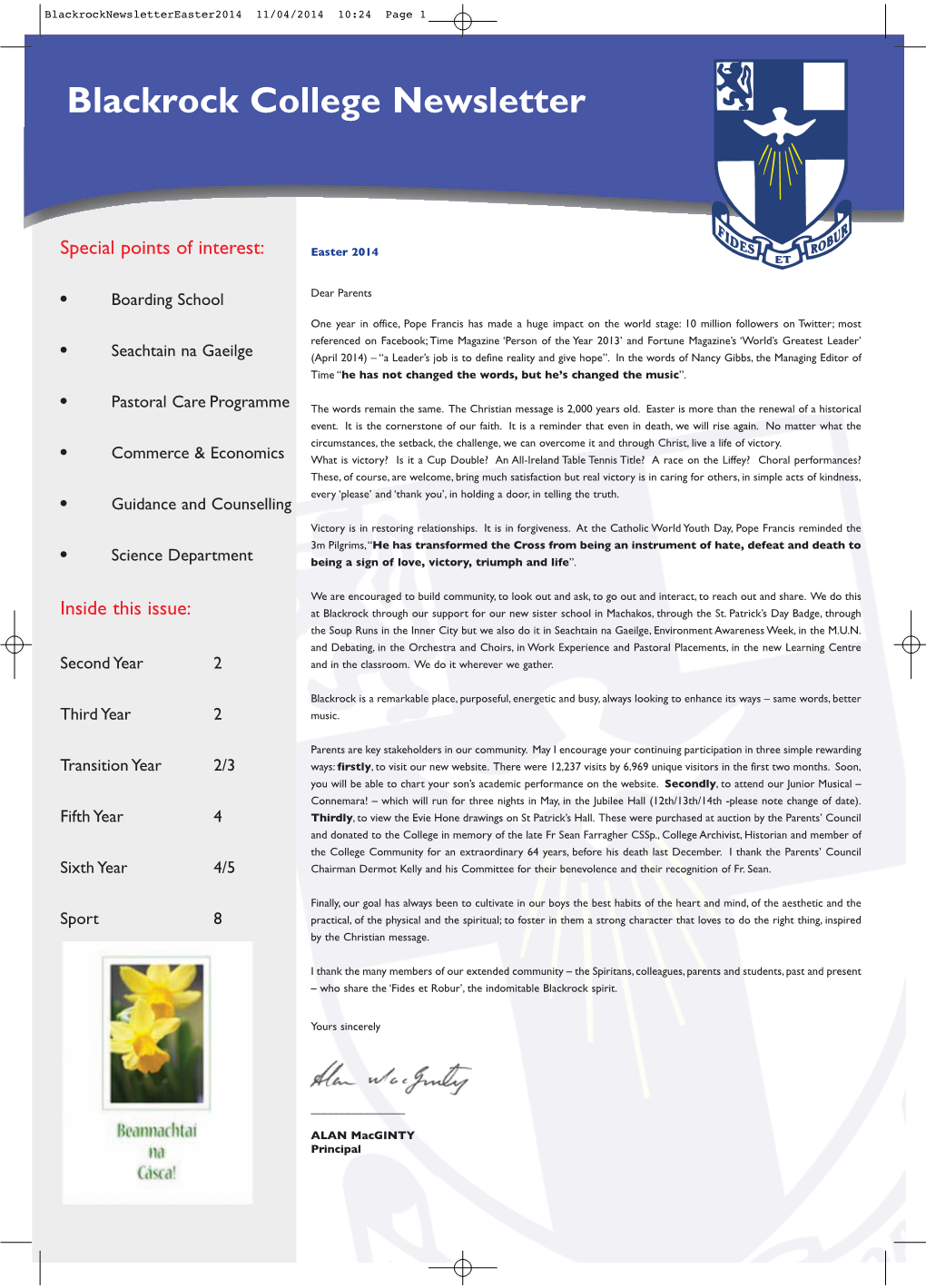 Easter 2014 Newsletter