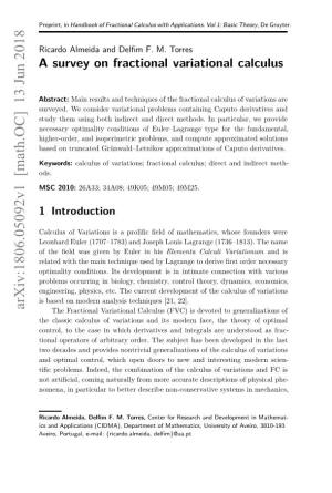 A Survey on Fractional Variational Calculus 3