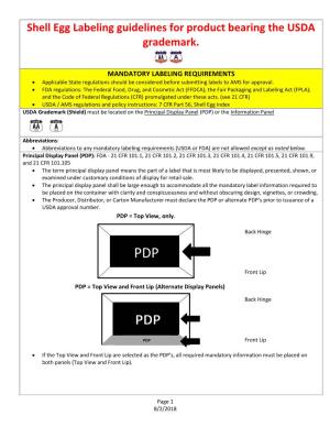 Shell Egg Labeling Guidelines for Product Bearing the USDA Grademark