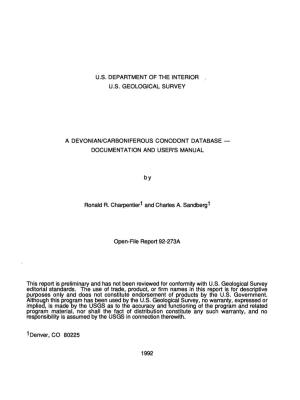 Ronald R. Charpentier1 and Charles A. Sandberg1 Open-File Report 92