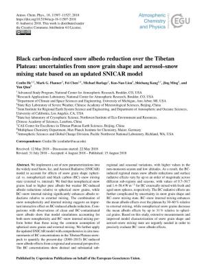 Black Carbon-Induced Snow Albedo Reduction Over the Tibetan Plateau