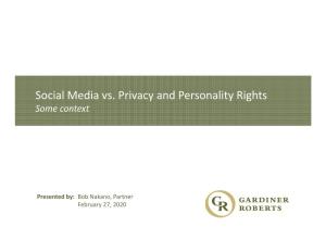 Social Media Vs. Privacy and Personality Rights Some Context