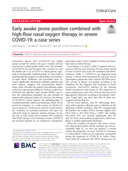 Early Awake Prone Position Combined with High-Flow Nasal