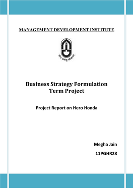 Business Strategy Formulation Term Project