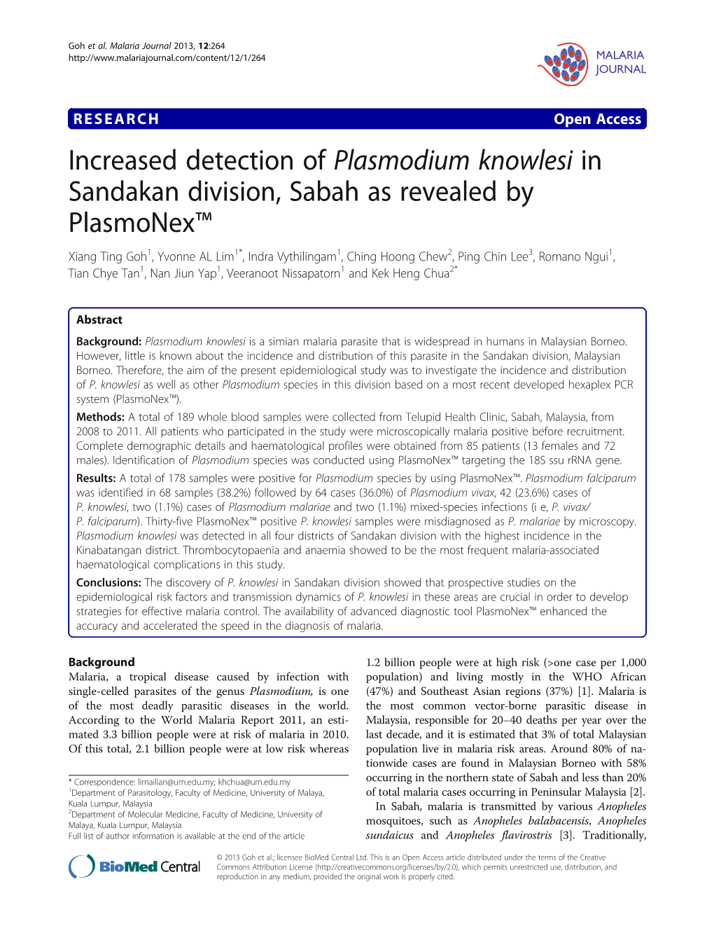 Increased Detection of Plasmodium Knowlesi in Sandakan Division