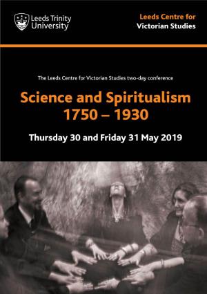Science and Spiritualism 1750 – 1930