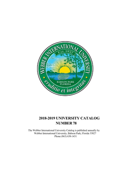 2018-2019 University Catalog Number 78