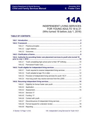 Section 14A Independent Living Services for Young Adults 18-21