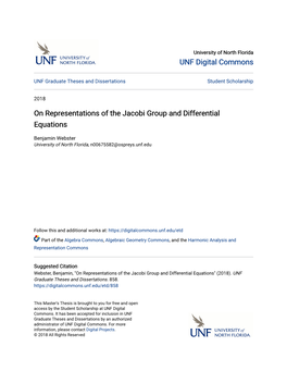 On Representations of the Jacobi Group and Differential Equations
