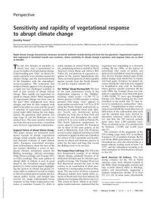 Sensitivity and Rapidity of Vegetational Response to Abrupt Climate Change