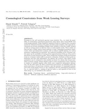 Cosmological Constraints from Weak Lensing Surveys